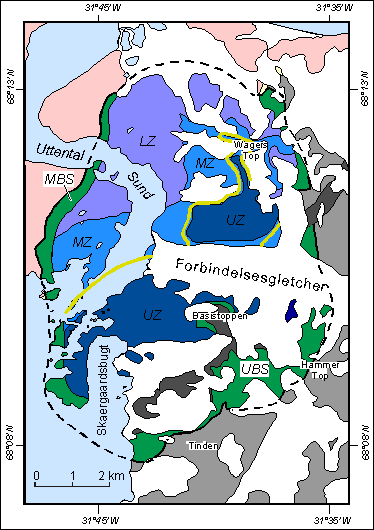 Geological map of the Skaergaard intrusion